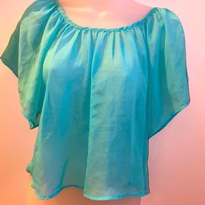 Sheer turquoise blouse